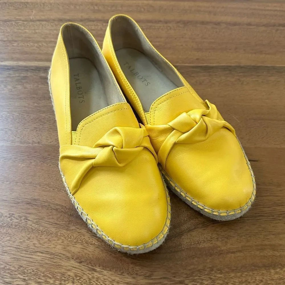 Talbots Izzy Knot Soft Nappa Leather Yellow Espadrilles